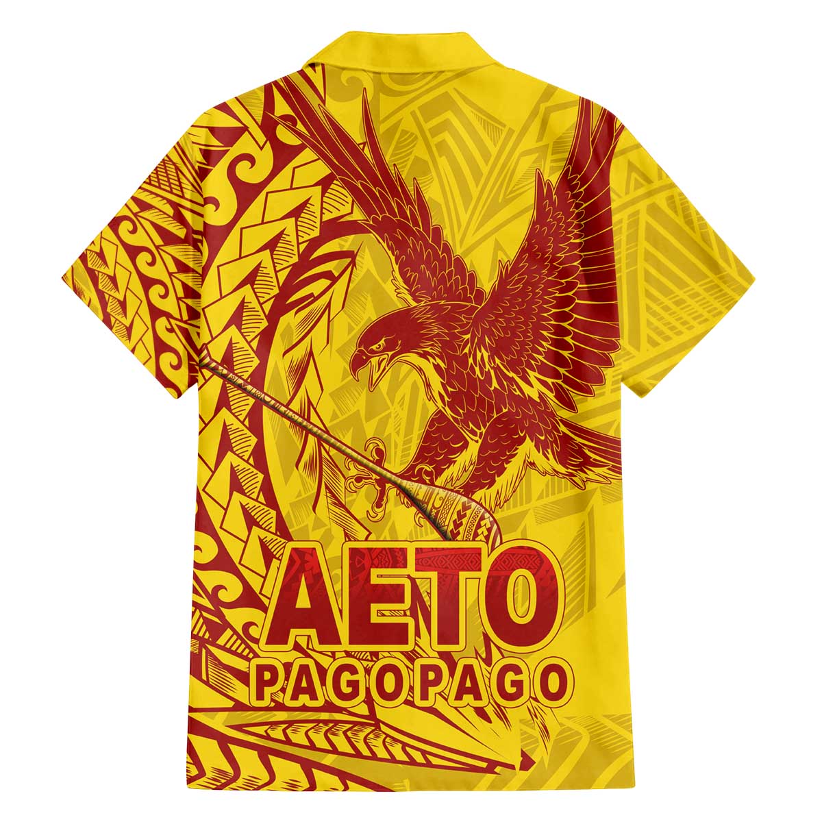 American Samoa Pago Pago Aeto Family Matching Off The Shoulder Long Sleeve Dress and Hawaiian Shirt Wingstyle Red-Gold Color LT03 - Polynesian Pride