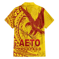 American Samoa Pago Pago Aeto Family Matching Off The Shoulder Long Sleeve Dress and Hawaiian Shirt Wingstyle Red-Gold Color LT03 - Polynesian Pride