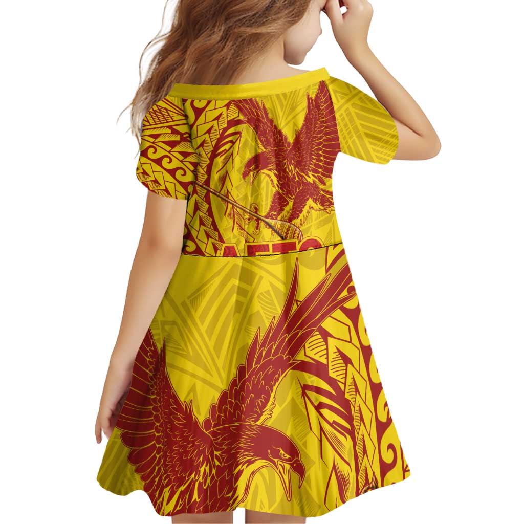 Samoa Pago Pago Aeto Family Matching Puletasi and Hawaiian Shirt Wingstyle Red-Gold Color - Polynesian Pride