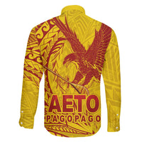 American Samoa Pago Pago Aeto Family Matching Short Sleeve Bodycon Dress and Hawaiian Shirt Wingstyle Red-Gold Color LT03 - Polynesian Pride