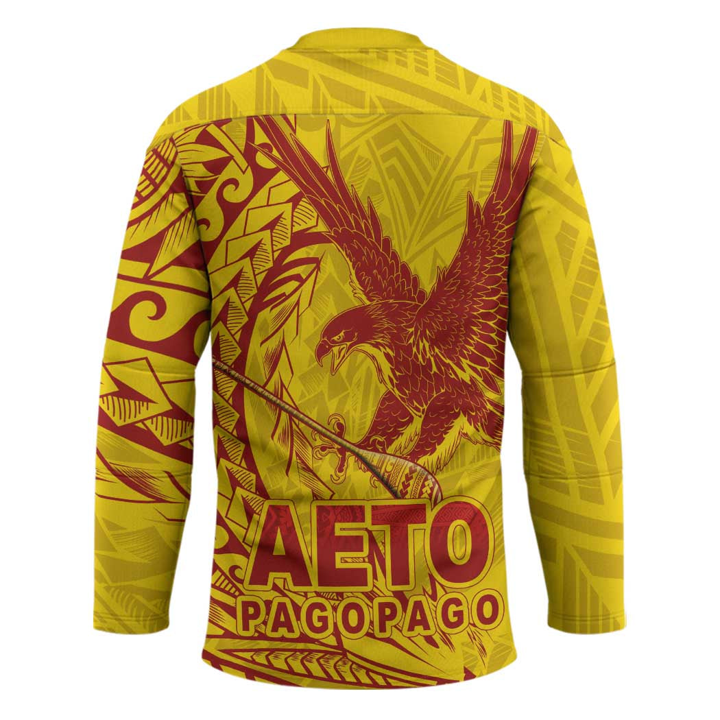 Samoa Pago Pago Aeto Hockey Jersey Wingstyle Red-Gold Color - Polynesian Pride