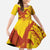 Samoa Pago Pago Aeto Kid Short Sleeve Dress Wingstyle Red-Gold Color - Polynesian Pride