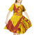 Samoa Pago Pago Aeto Kid Short Sleeve Dress Wingstyle Red-Gold Color - Polynesian Pride