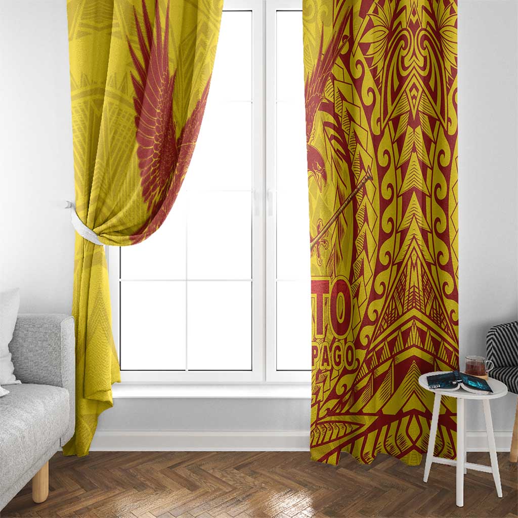 Samoa Pago Pago Aeto Window Curtain Wingstyle Red-Gold Color - Polynesian Pride