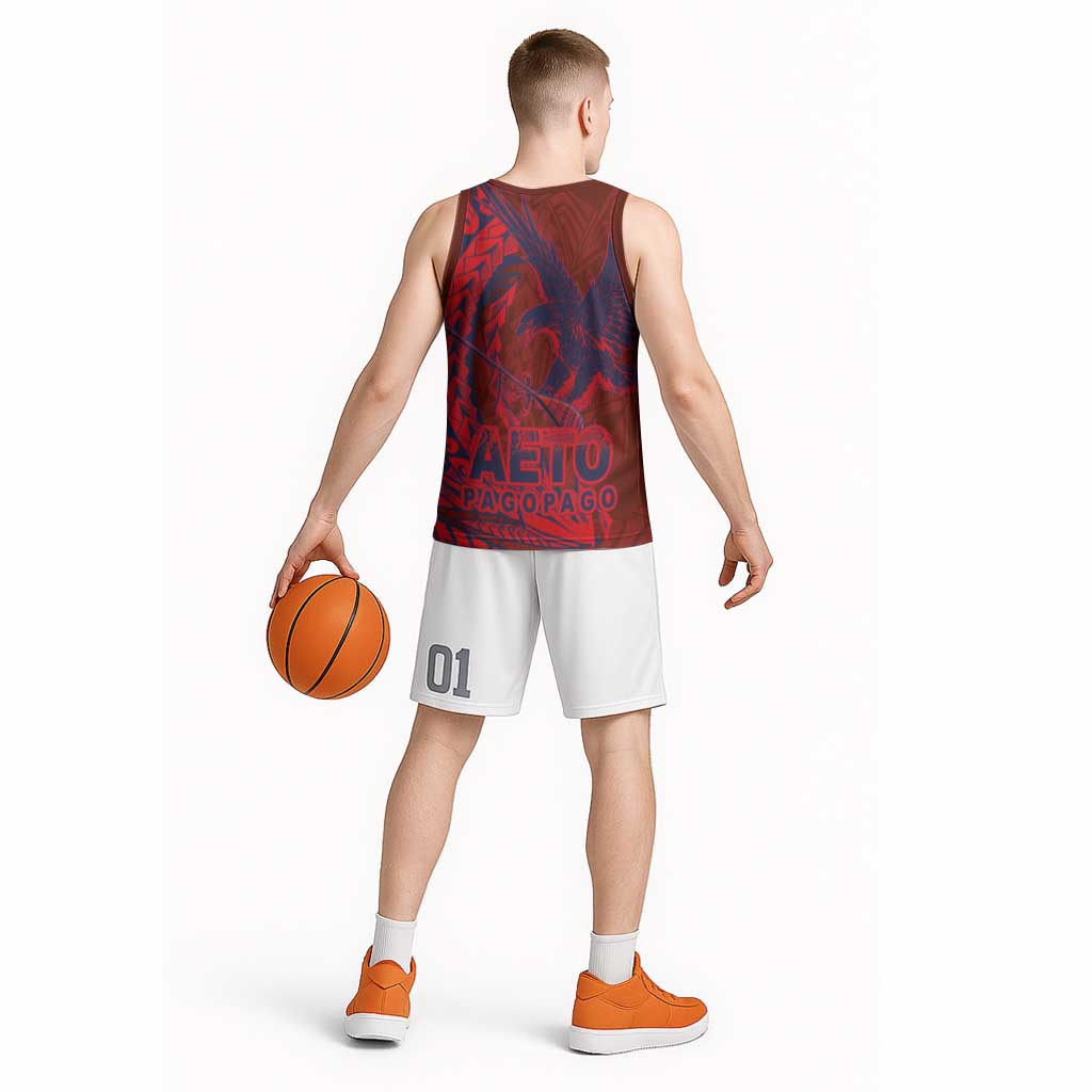Samoa Pago Pago Aeto Basketball Jersey Wingstyle Red-Blue Color - Polynesian Pride