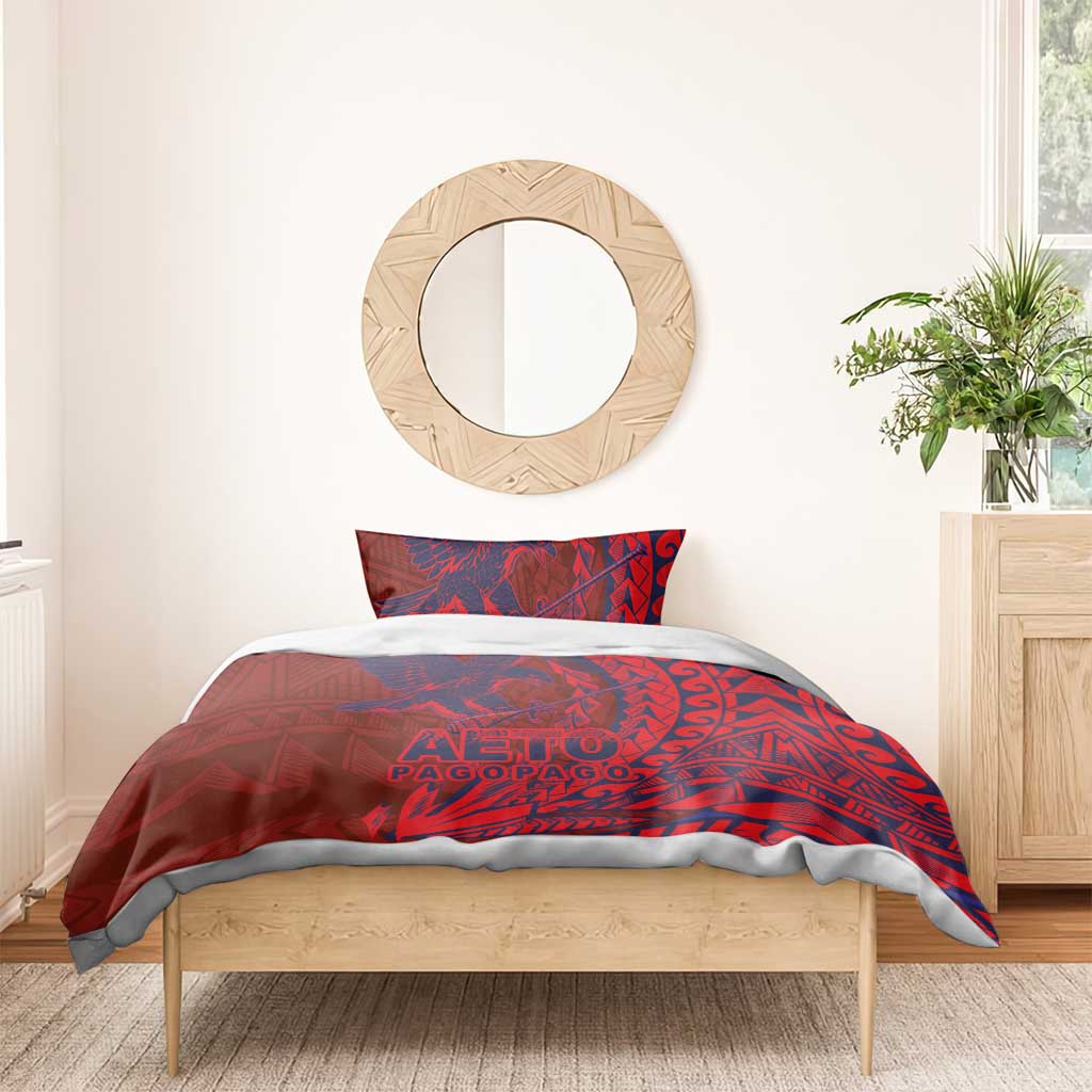 Samoa Pago Pago Aeto Bedding Set Wingstyle Red-Blue Color - Polynesian Pride