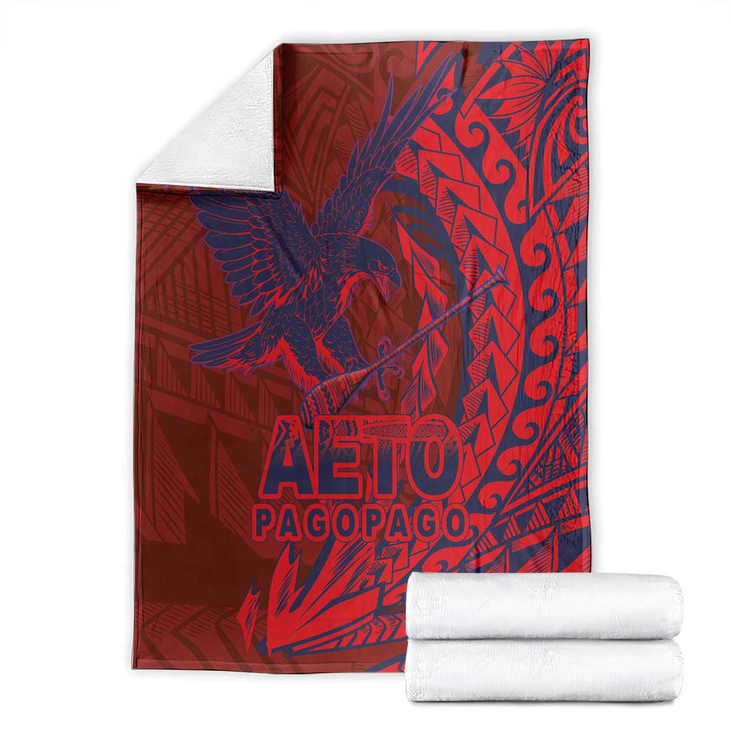 Samoa Pago Pago Aeto Blanket Wingstyle Red-Blue Color - Polynesian Pride