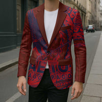 Samoa Pago Pago Aeto Blazer Wingstyle Red-Blue Color - Polynesian Pride