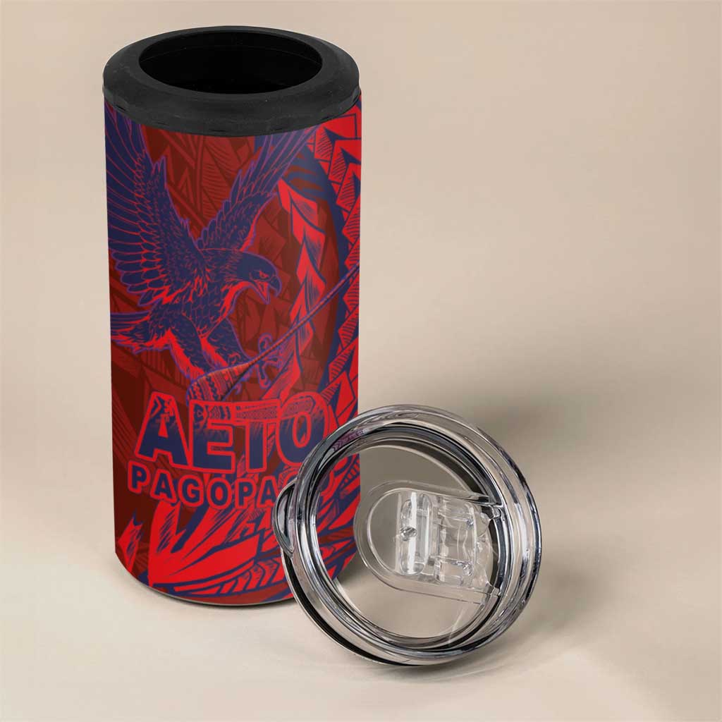 Samoa Pago Pago Aeto 4 in 1 Can Cooler Tumbler Wingstyle Red-Blue Color - Polynesian Pride