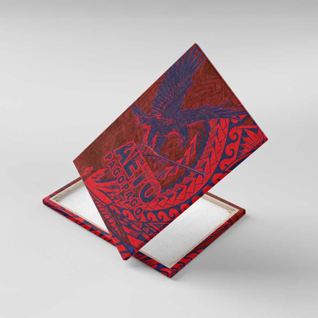 Samoa Pago Pago Aeto Canvas Wall Art Wingstyle Red-Blue Color - Polynesian Pride