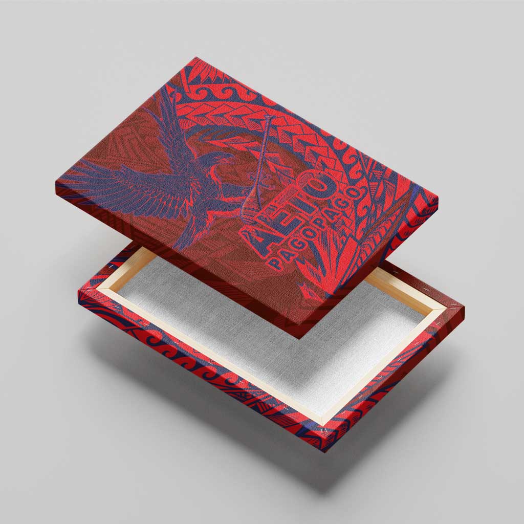 Samoa Pago Pago Aeto Canvas Wall Art Wingstyle Red-Blue Color - Polynesian Pride