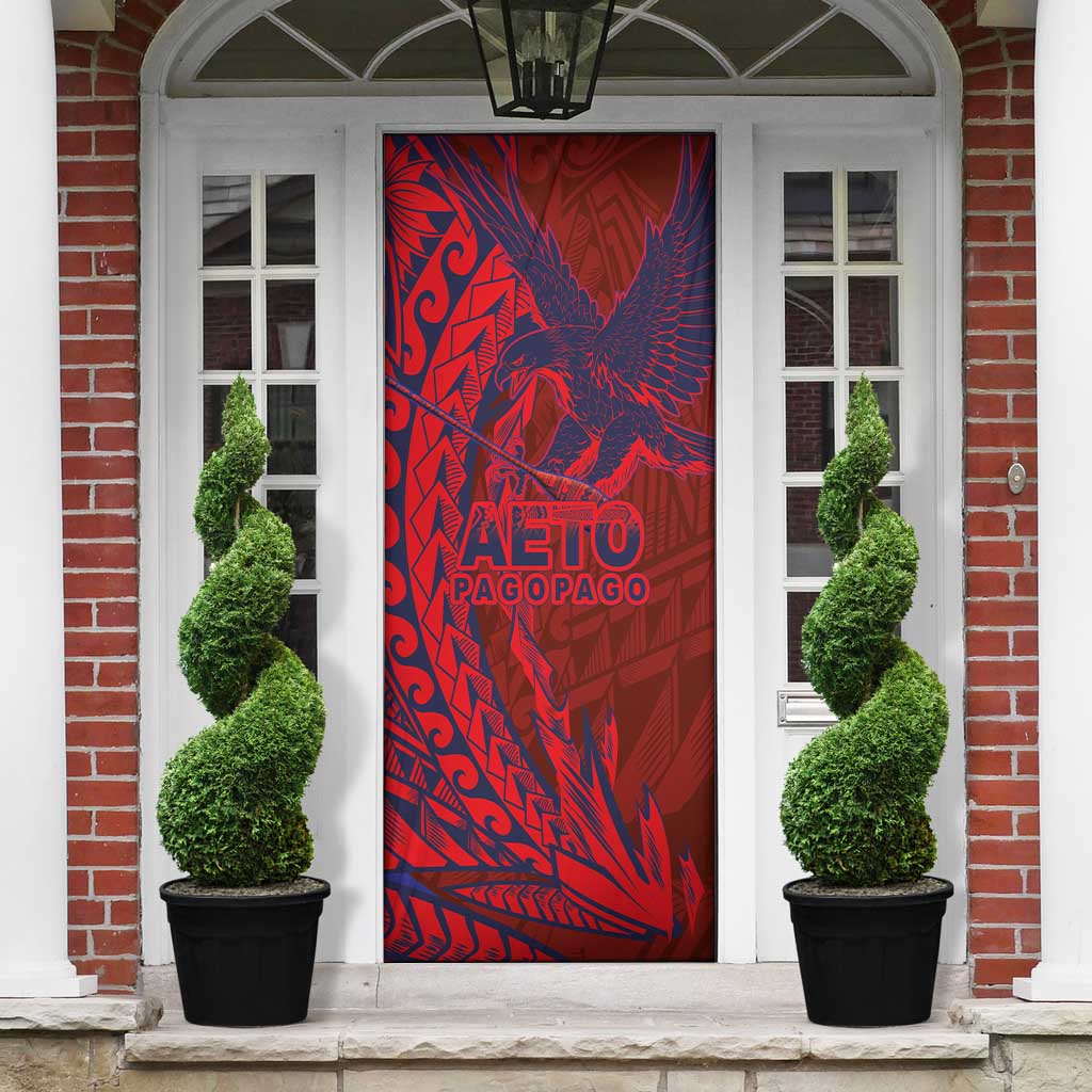 Samoa Pago Pago Aeto Door Cover Wingstyle Red-Blue Color - Polynesian Pride