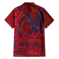 Samoa Pago Pago Aeto Family Matching Off Shoulder Maxi Dress and Hawaiian Shirt Wingstyle Red-Blue Color - Polynesian Pride