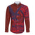 Samoa Pago Pago Aeto Family Matching Summer Maxi Dress and Hawaiian Shirt Wingstyle Red-Blue Color - Polynesian Pride