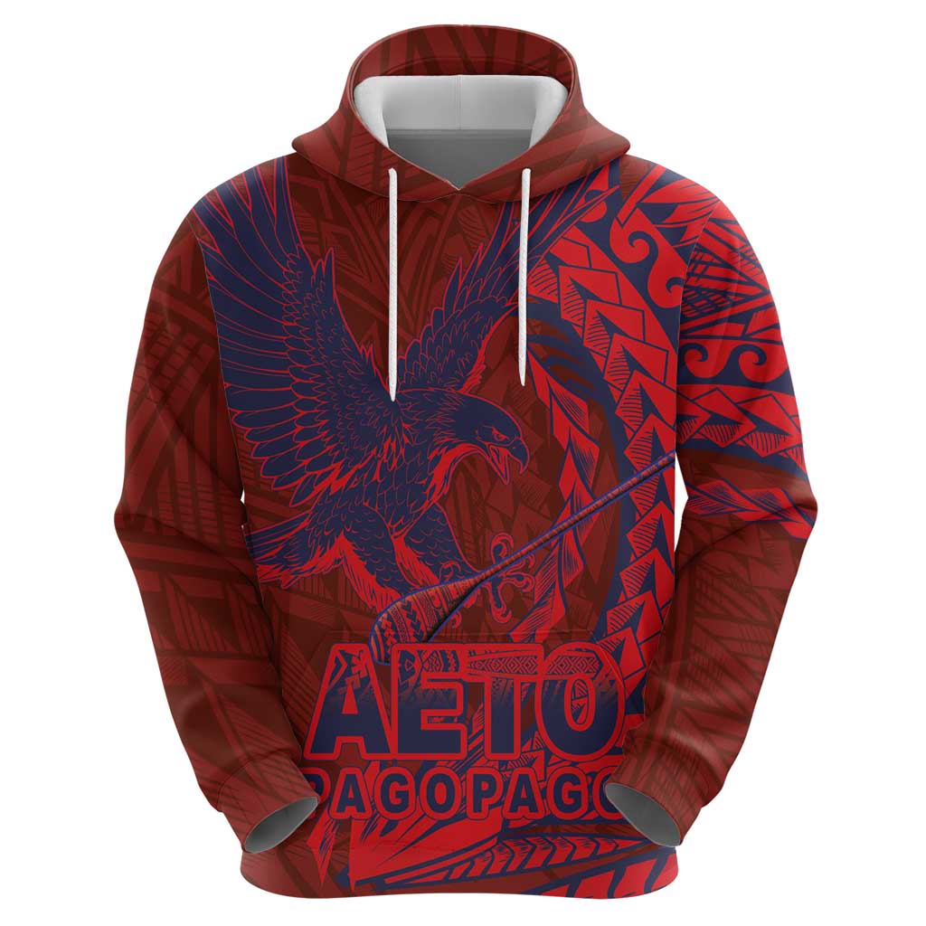 Samoa Pago Pago Aeto Hoodie Wingstyle Red-Blue Color - Polynesian Pride