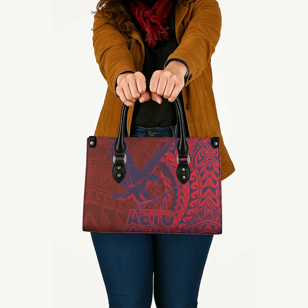 Samoa Pago Pago Aeto Leather Bag Wingstyle Red-Blue Color - Polynesian Pride