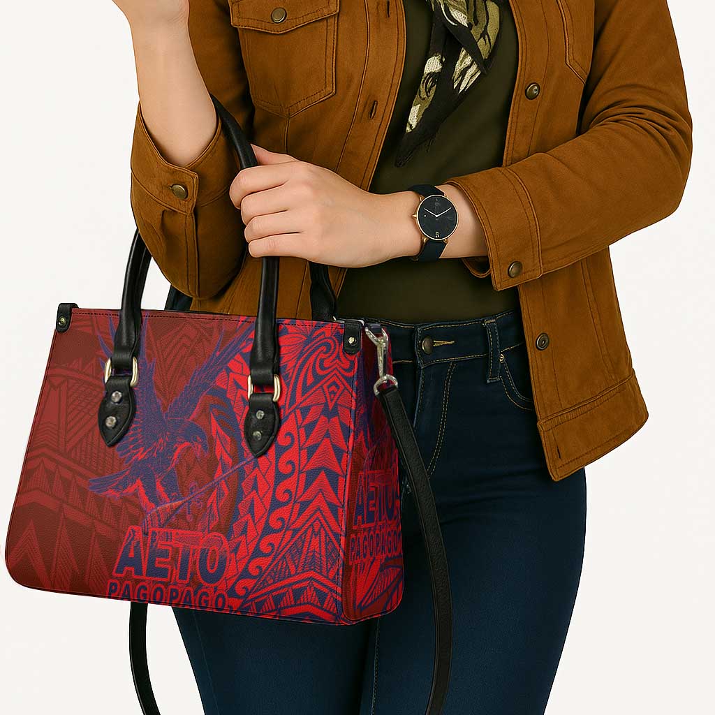 Samoa Pago Pago Aeto Leather Bag Wingstyle Red-Blue Color - Polynesian Pride