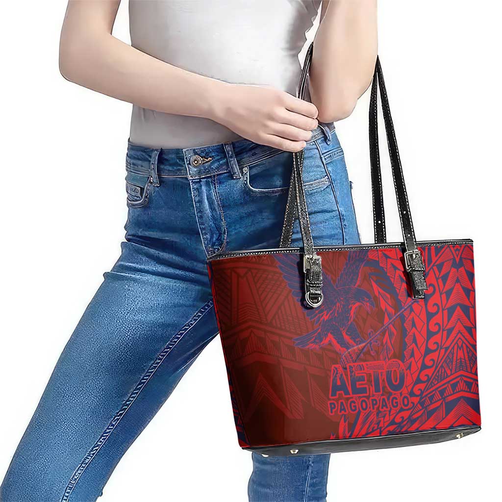 Samoa Pago Pago Aeto Leather Tote Bag Wingstyle Red-Blue Color - Polynesian Pride