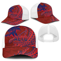 American Samoa Pago Pago Aeto Mesh Trucker Cap Wingstyle Red-Blue Color - Polynesian Pride