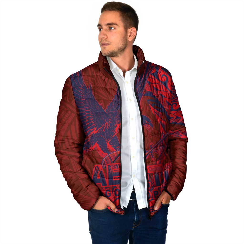 Samoa Pago Pago Aeto Padded Jacket Wingstyle Red-Blue Color - Polynesian Pride