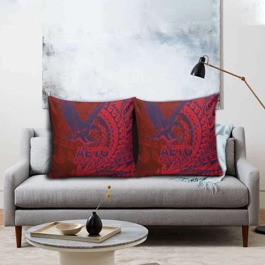 Samoa Pago Pago Aeto Pillow Cover Wingstyle Red-Blue Color - Polynesian Pride