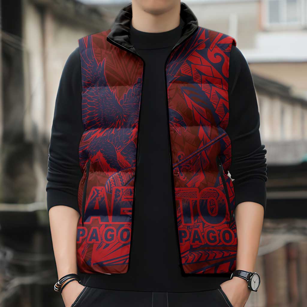 Samoa Pago Pago Aeto Sleeveless Puffer Jacket Wingstyle Red-Blue Color - Polynesian Pride