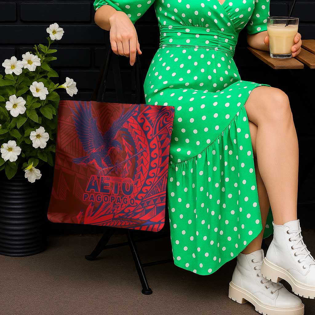 Samoa Pago Pago Aeto Tote Bag Wingstyle Red-Blue Color - Polynesian Pride