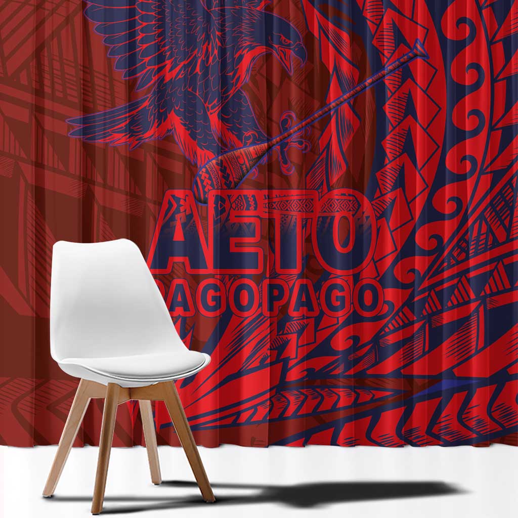 Samoa Pago Pago Aeto Window Curtain Wingstyle Red-Blue Color - Polynesian Pride