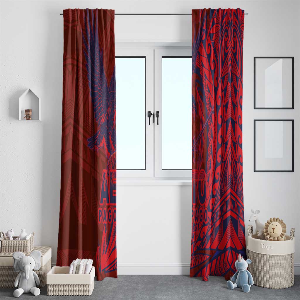 Samoa Pago Pago Aeto Window Curtain Wingstyle Red-Blue Color - Polynesian Pride