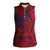 Samoa Pago Pago Aeto Women Sleeveless Polo Shirt Wingstyle Red-Blue Color - Polynesian Pride