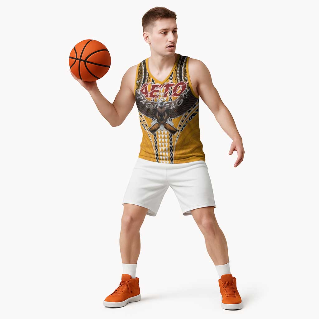 Samoa Pago Pago Aeto Basketball Jersey Bald Eagle with Polynesian Art Tattoos - Polynesian Pride
