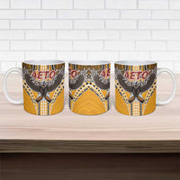 Samoa Pago Pago Aeto Ceramic Mug Bald Eagle with Polynesian Art Tattoos - Polynesian Pride