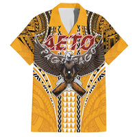 Samoa Pago Pago Aeto Family Matching Long Sleeve Bodycon Dress and Hawaiian Shirt Bald Eagle with Polynesian Art Tattoos - Polynesian Pride