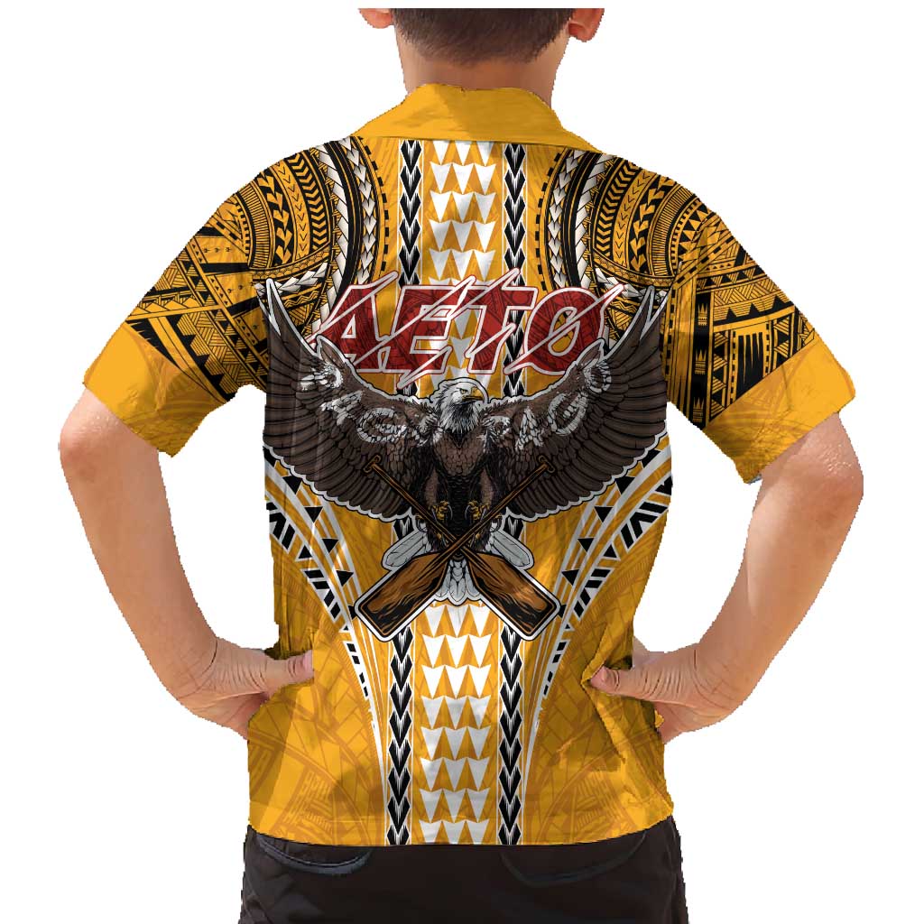 Samoa Pago Pago Aeto Family Matching Mermaid Dress and Hawaiian Shirt Bald Eagle with Polynesian Art Tattoos - Polynesian Pride