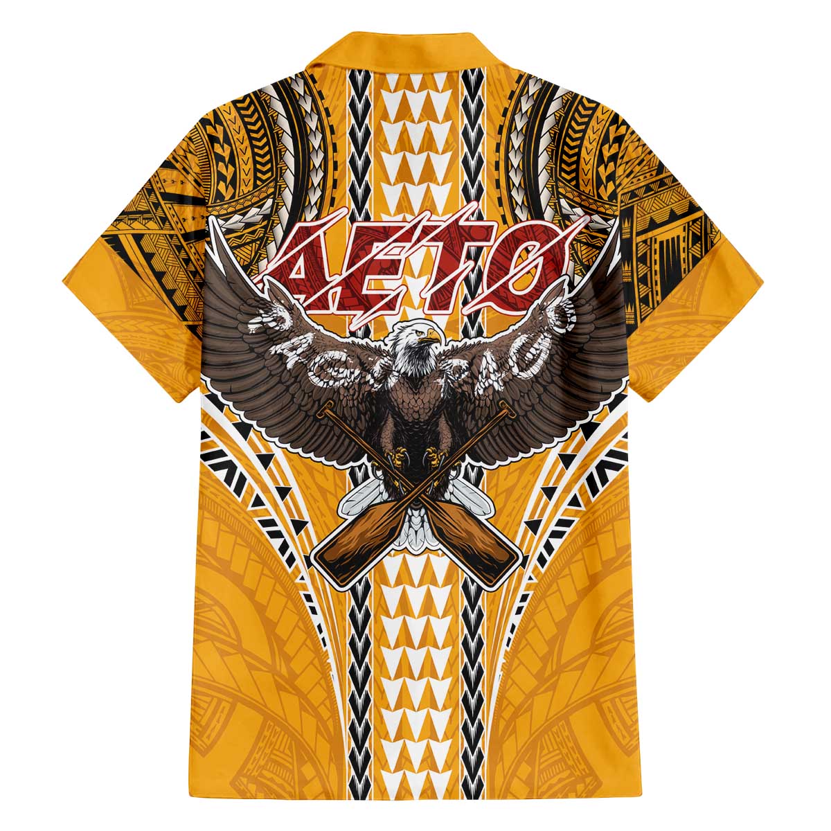 Samoa Pago Pago Aeto Family Matching Off The Shoulder Long Sleeve Dress and Hawaiian Shirt Bald Eagle with Polynesian Art Tattoos - Polynesian Pride