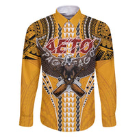 Samoa Pago Pago Aeto Family Matching Off The Shoulder Long Sleeve Dress and Hawaiian Shirt Bald Eagle with Polynesian Art Tattoos - Polynesian Pride