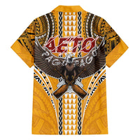 Samoa Pago Pago Aeto Family Matching Off Shoulder Short Dress and Hawaiian Shirt Bald Eagle with Polynesian Art Tattoos - Polynesian Pride