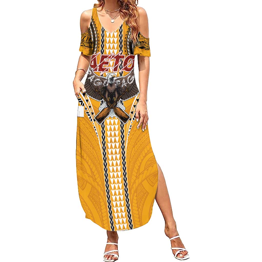Samoa Pago Pago Aeto Family Matching Summer Maxi Dress and Hawaiian Shirt Bald Eagle with Polynesian Art Tattoos - Polynesian Pride
