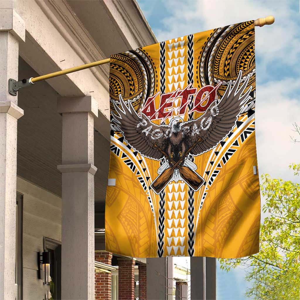 Samoa Pago Pago Aeto Garden Flag Bald Eagle with Polynesian Art Tattoos - Polynesian Pride