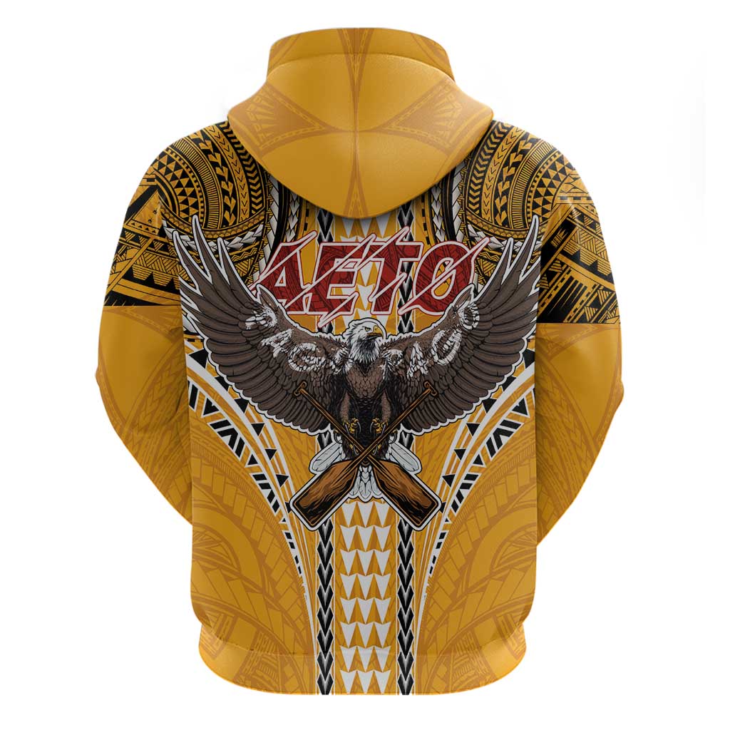 Samoa Pago Pago Aeto Hoodie Bald Eagle with Polynesian Art Tattoos - Polynesian Pride