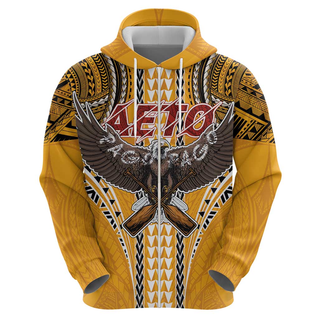 Samoa Pago Pago Aeto Hoodie Bald Eagle with Polynesian Art Tattoos - Polynesian Pride