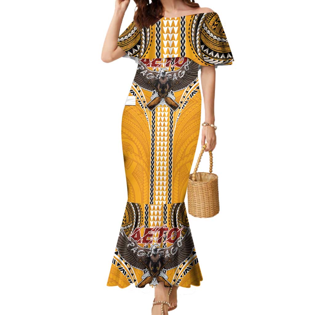 Samoa Pago Pago Aeto Mermaid Dress Bald Eagle with Polynesian Art Tattoos - Polynesian Pride