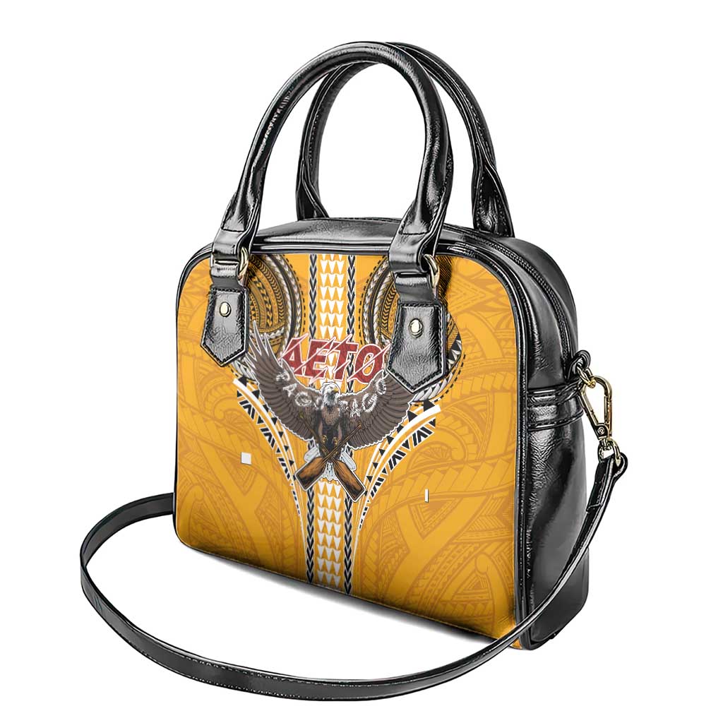 Samoa Pago Pago Aeto Shoulder Handbag Bald Eagle with Polynesian Art Tattoos - Polynesian Pride