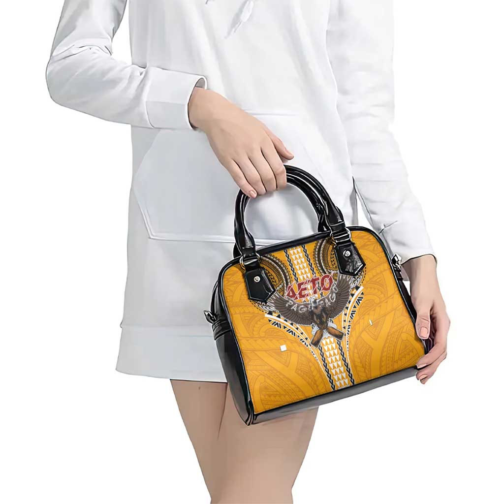 Samoa Pago Pago Aeto Shoulder Handbag Bald Eagle with Polynesian Art Tattoos - Polynesian Pride