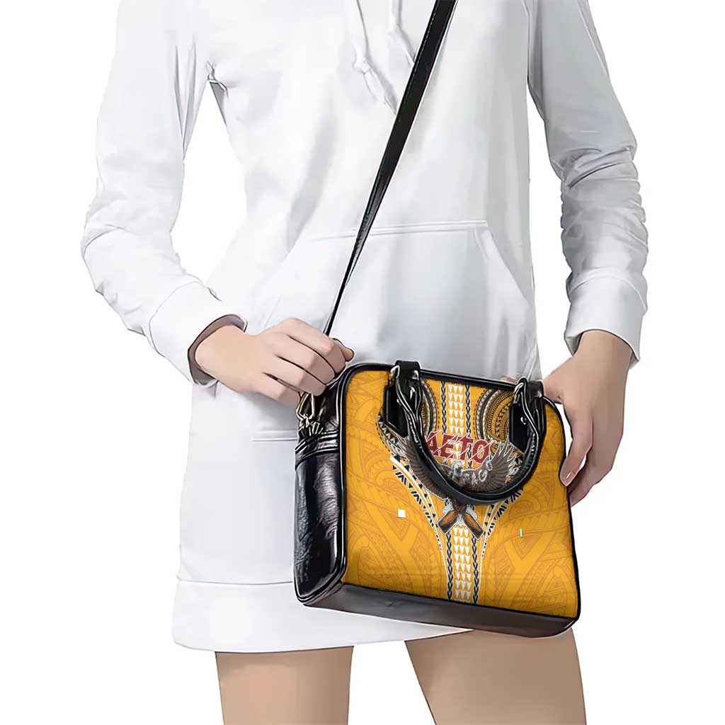 Samoa Pago Pago Aeto Shoulder Handbag Bald Eagle with Polynesian Art Tattoos - Polynesian Pride