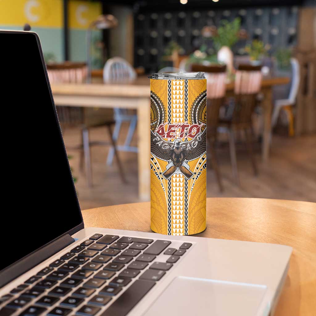Samoa Pago Pago Aeto Skinny Tumbler Bald Eagle with Polynesian Art Tattoos - Polynesian Pride