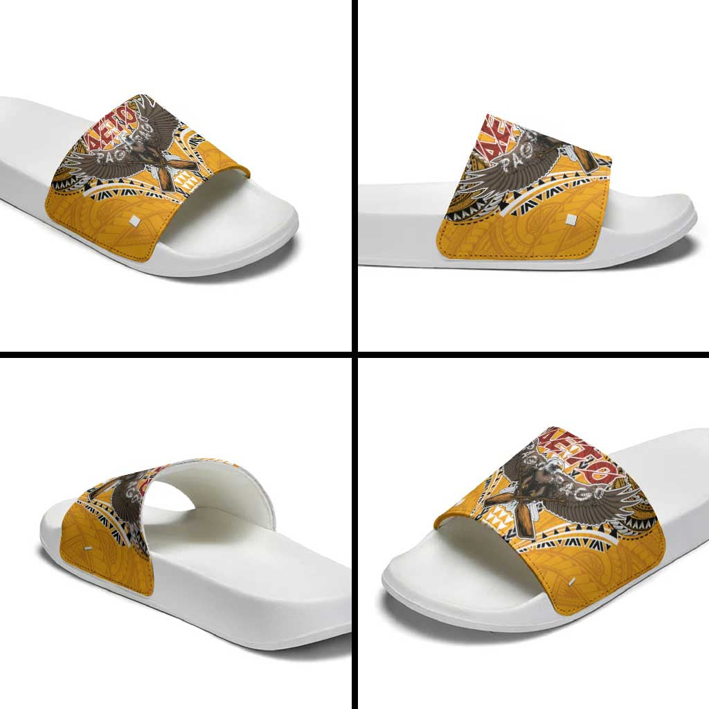 Samoa Pago Pago Aeto Slide Sandals Bald Eagle with Polynesian Art Tattoos - Polynesian Pride