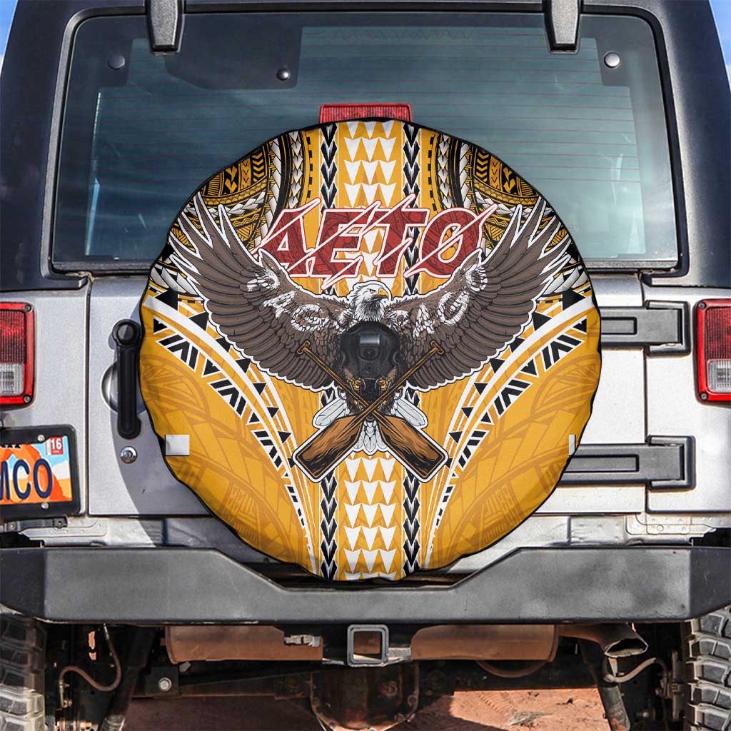 Samoa Pago Pago Aeto Spare Tire Cover Bald Eagle with Polynesian Art Tattoos - Polynesian Pride