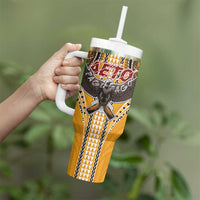 Samoa Pago Pago Aeto Tumbler With Handle Bald Eagle with Polynesian Art Tattoos - Polynesian Pride