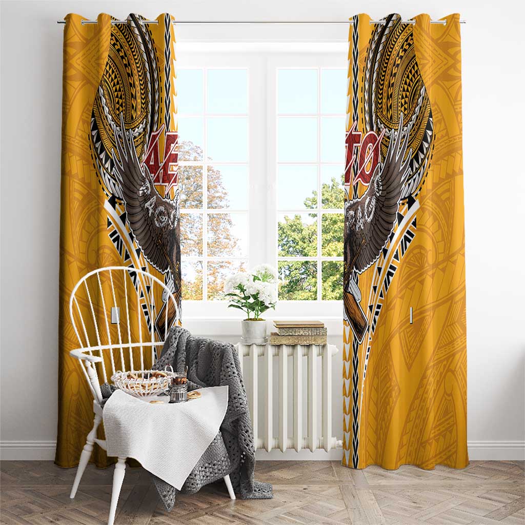Samoa Pago Pago Aeto Window Curtain Bald Eagle with Polynesian Art Tattoos - Polynesian Pride